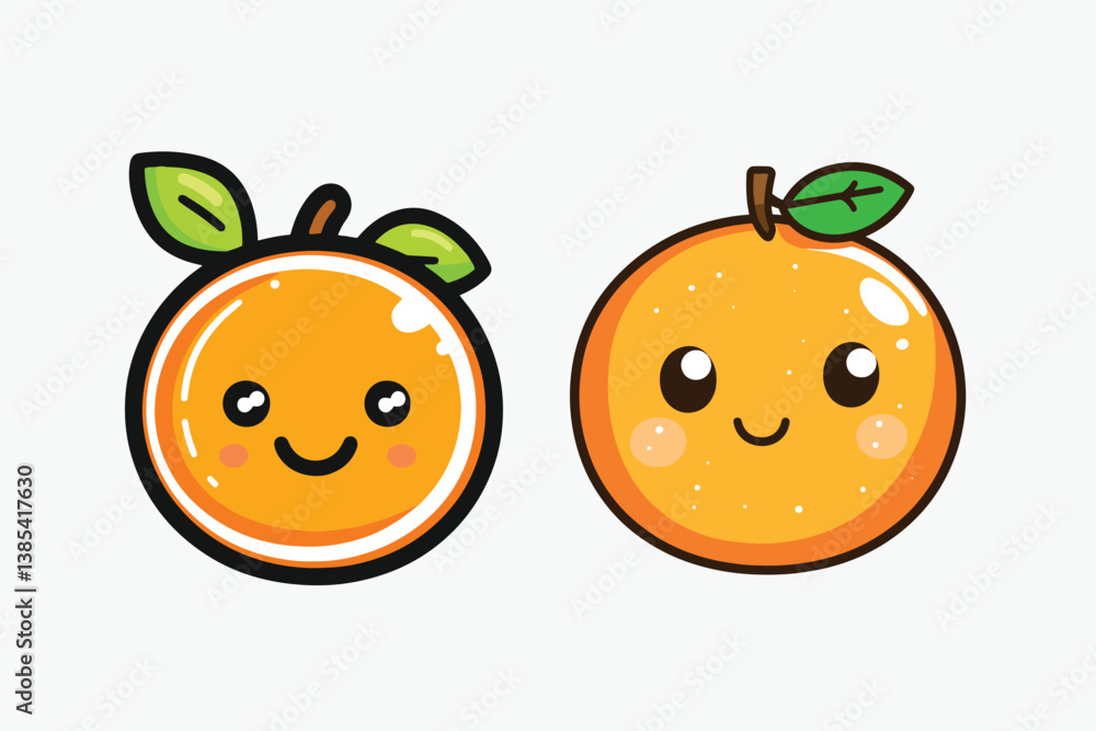 Obraz premium Cute Cartoon Oranges with Happy Expressions