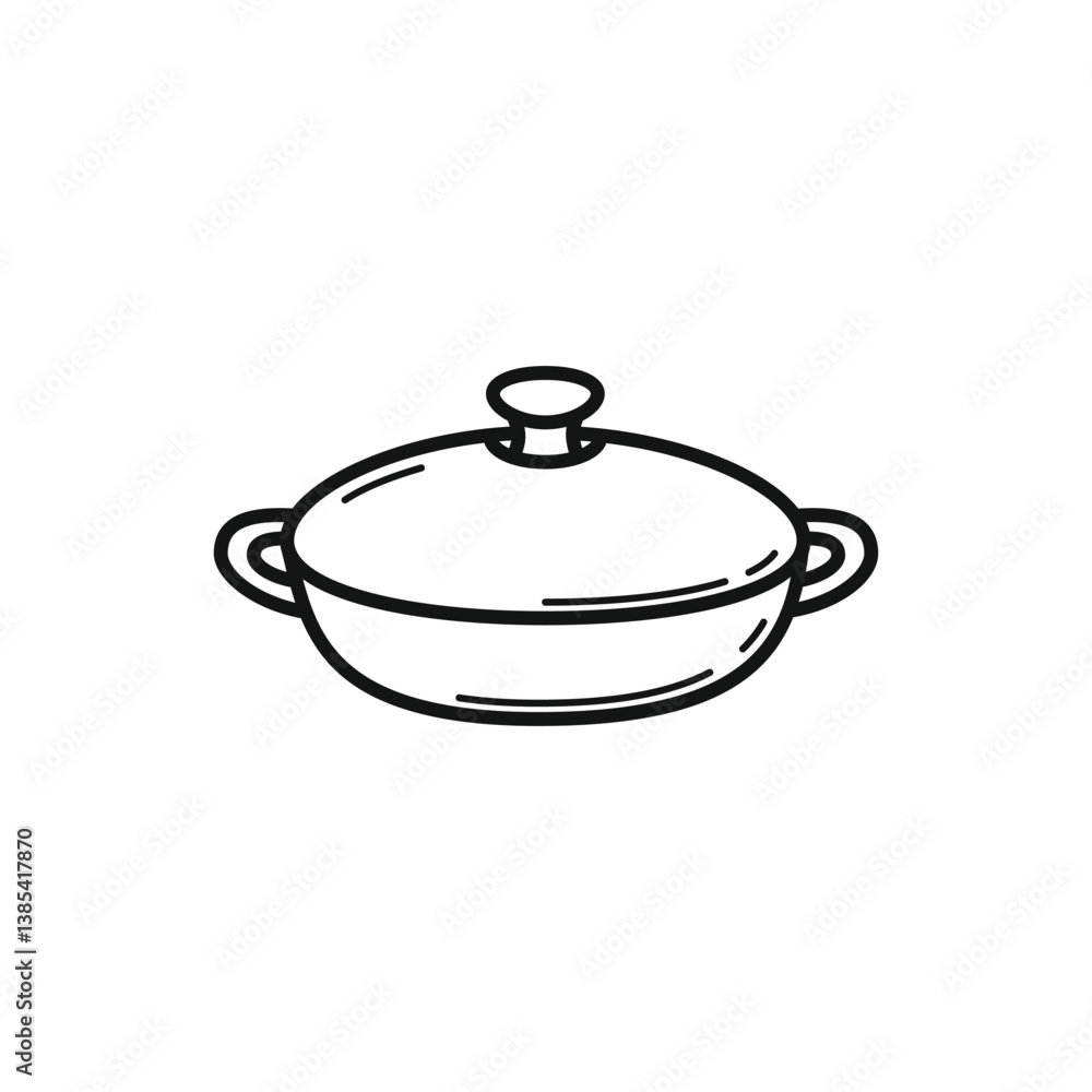 Cooking Pot Doodle simple Cookware Line Art Illustration Cooking Pot Doodle simple Cookware Line Art Illustration