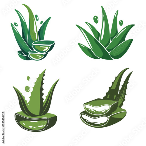 Aloe vera plant logo drop vector design. Aloe vera gel logo icon set.eps