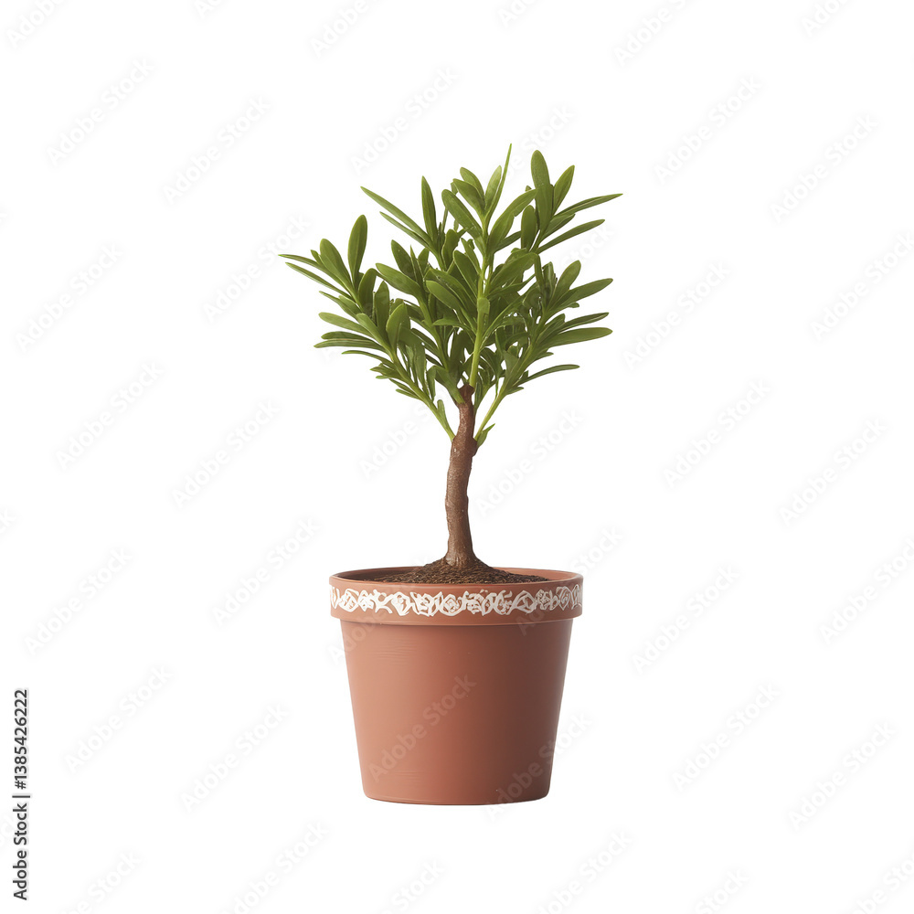 Potted Plant with Green Leaves in Terracotta Pot Isolated on White Background Potted Plant with Green Leaves in Terracotta Pot Isolated on White Background