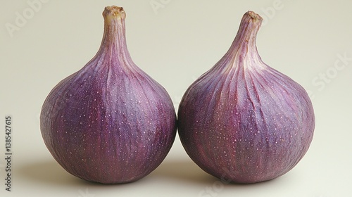 Two Ripe Purple Figs Close-up Studio Shot