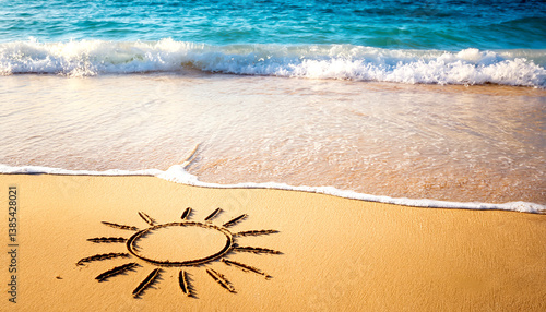 Sonne in den Sand am Meer g...