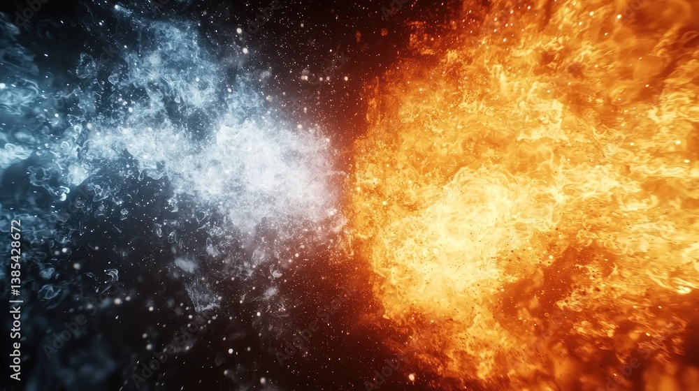 Fiery Collision: A Dramatic Contrast of Ice and Fire Fiery Collision: A Dramatic Contrast of Ice and Fire
