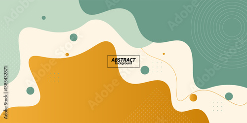 Colorful green and orange geometric business banner design. Creative banner design with wave and line shape as template. Simple design on horizontal banner. Vector Eps10