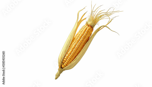 Clean linear illustration of corn on the cob in bright yellow color isolated on white background
