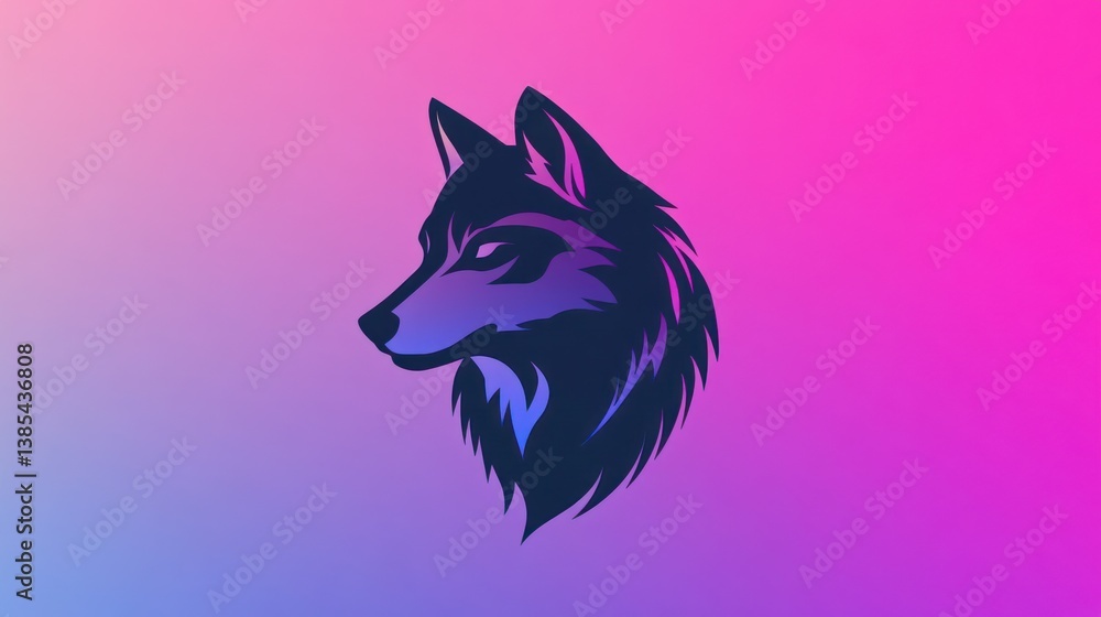 Obraz premium Abstract Wolf Portrait, Gradient Background