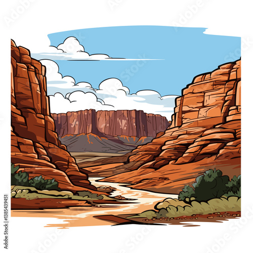 Grand Canyon. Grand Canyon hand-drawn comic illustration. Vector doodle style cartoon illustration