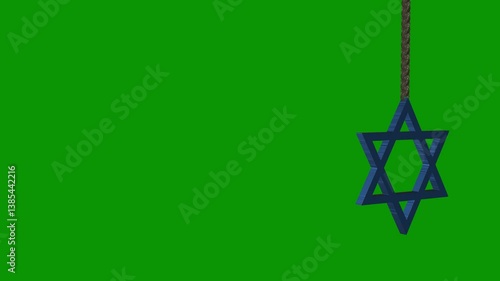 Star of David, swing, chroma key, green background, 4k