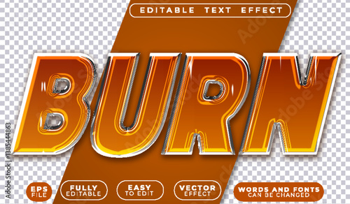 Burn Fire Blaze Orange Fully Editable Vector Text File