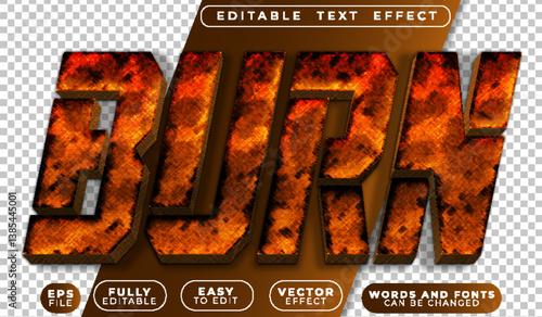 Burn Fire Blaze Orange Fully Editable Vector Text File
