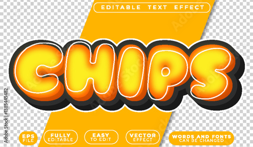 Chips Snack Junk Food Fully Editable Vector Text File