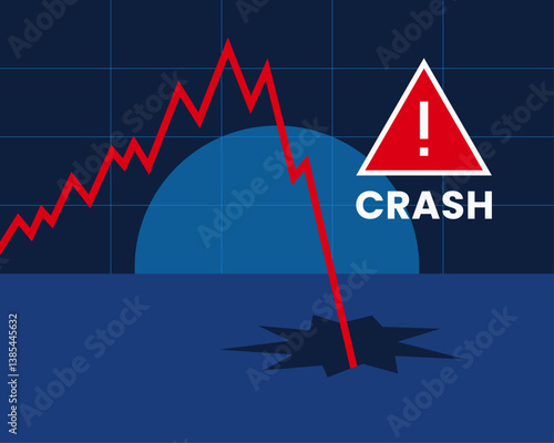 Stock market crash or stock price falling conceptual vector illustration. 