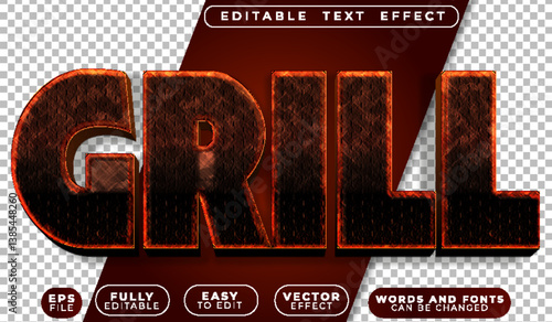 Grill Fire Flame Sizzle Fully Editable Vector Text File