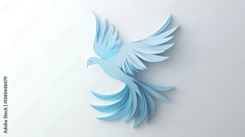 Obraz premium Abstract paper dove in flight against a plain background. Potential stock use conceptual image