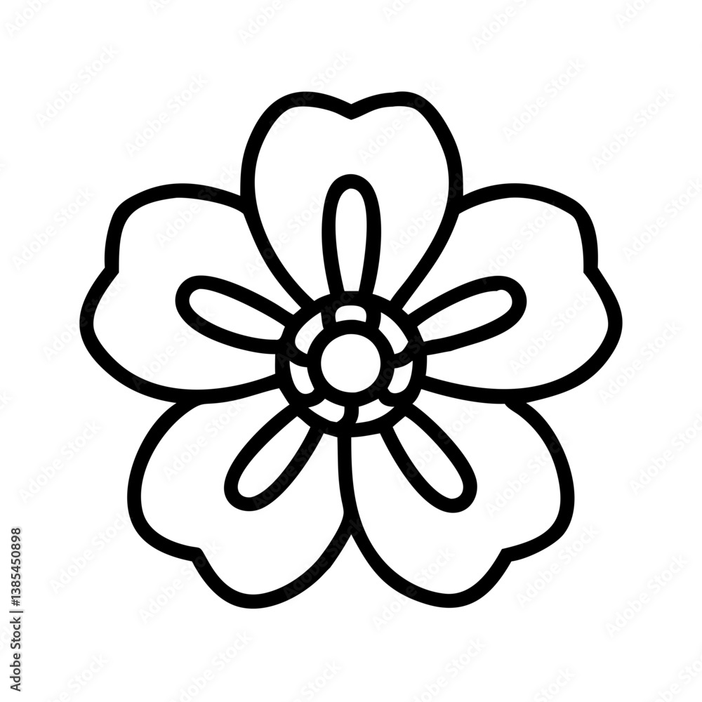 anemone flower vector icon, simple black outline line icon of anemone flower, flower vector line art icon anemone flower vector icon, simple black outline line icon of anemone flower, flower vector line art icon