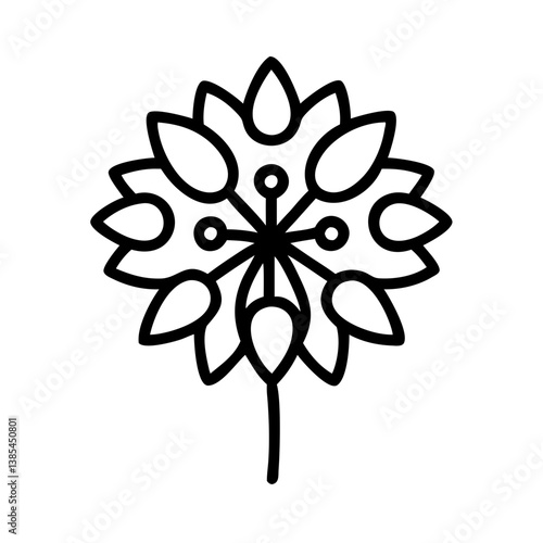 allium flower vector icon, simple black outline line icon of allium flower, flower vector line art icon