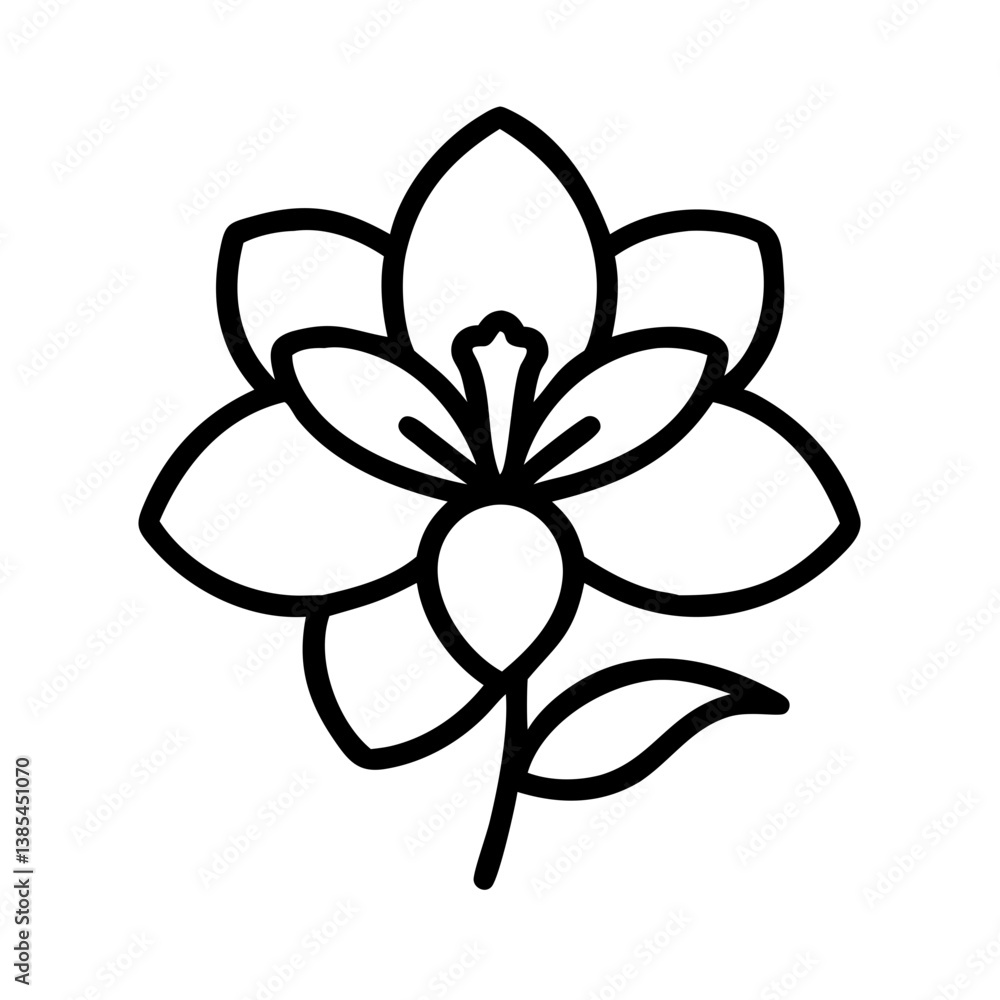 azalea flower vector icon, simple black outline line icon of azalea flower, flower vector line art icon azalea flower vector icon, simple black outline line icon of azalea flower, flower vector line art icon