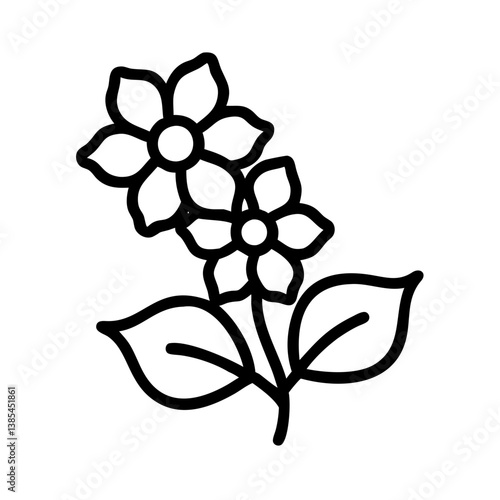 coral bells flower vector icon, simple black outline line icon of coral bells flower, flower vector line art icon