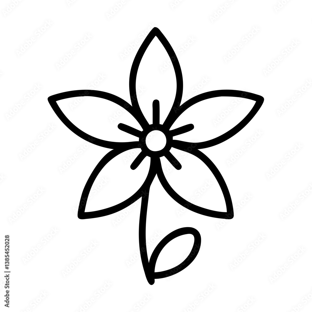creeping phlox flower vector icon, simple black outline line icon of creeping phlox flower, flower vector line art icon creeping phlox flower vector icon, simple black outline line icon of creeping phlox flower, flower vector line art icon