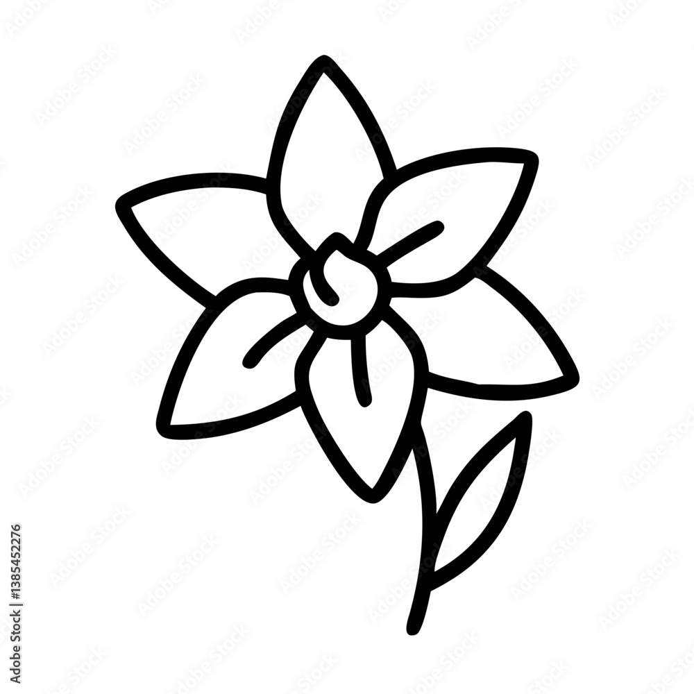 daffodil flower vector icon, simple black outline line icon of daffodil flower, flower vector line art icon daffodil flower vector icon, simple black outline line icon of daffodil flower, flower vector line art icon