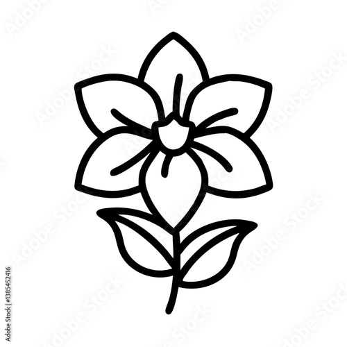 delphinium flower vector icon, simple black outline line icon of delphinium flower, flower vector line art icon