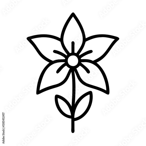 delphinium flower vector icon, simple black outline line icon of delphinium flower, flower vector line art icon
