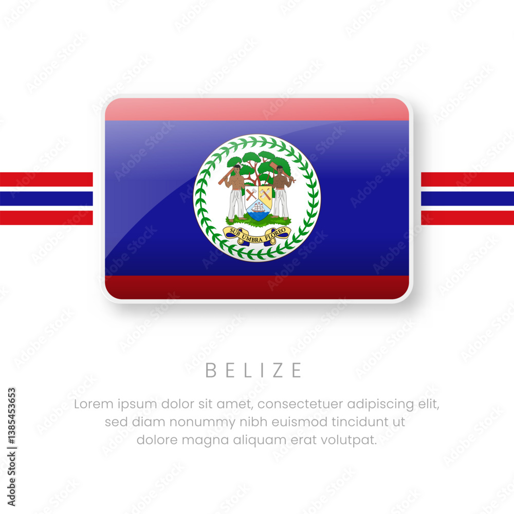 National Belize Flag.Vector Belize Button Flag. Realistic National Flag Design and Vector Template. National Belize Flag.Vector Belize Button Flag. Realistic National Flag Design and Vector Template.