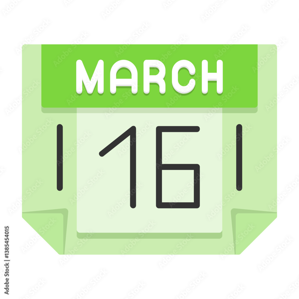 16 March Flat Style Icon 16 March Flat Style Icon