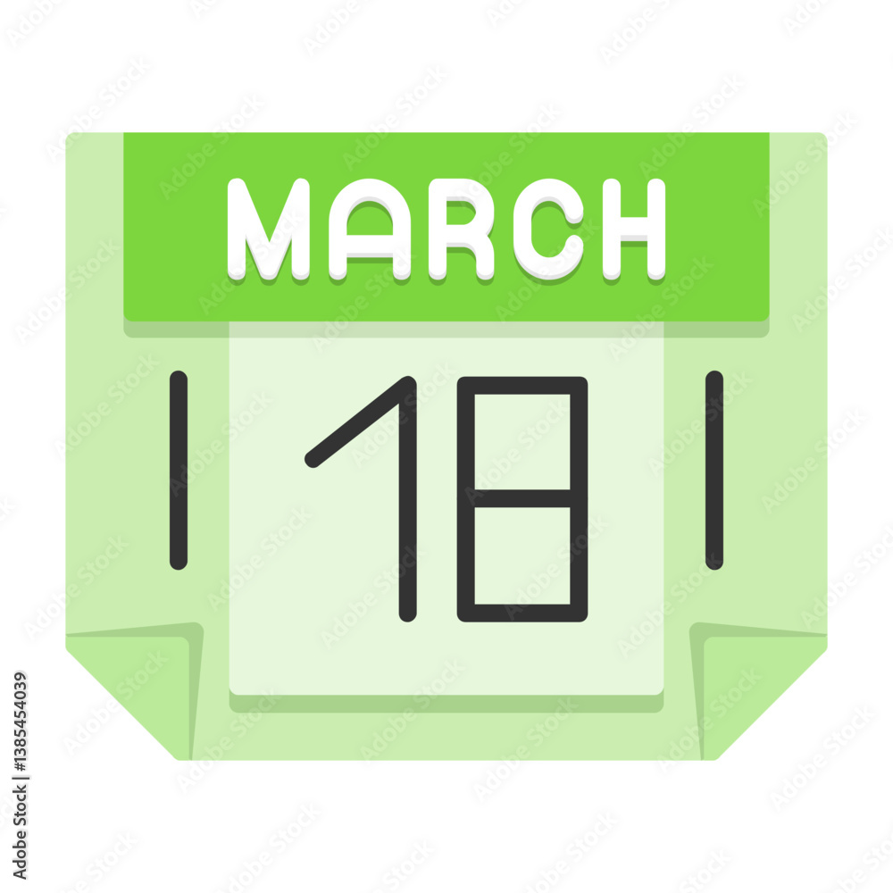 18 March Flat Style Icon 18 March Flat Style Icon