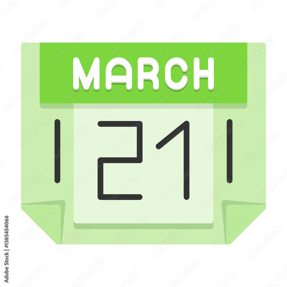 21 March Flat Style Icon 21 March Flat Style Icon