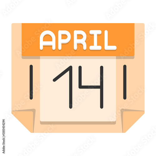 14 April Flat Style Icon
