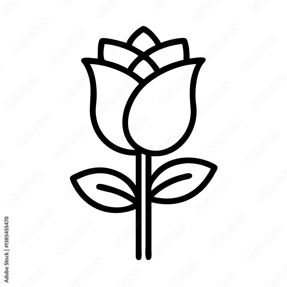 red rose flower vector icon, simple black outline line icon of red rose flower, flower vector line art icon red rose flower vector icon, simple black outline line icon of red rose flower, flower vector line art icon