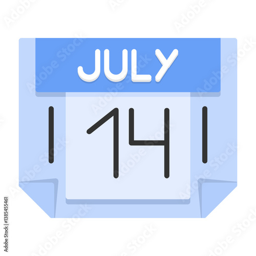14 July Flat Style Icon