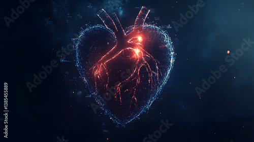Digital Rendering of a Human Heart with Vessels