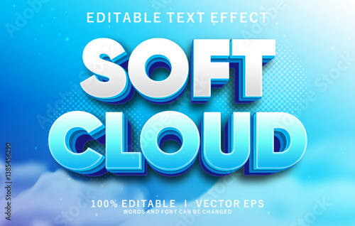 soft cloud 3d vector text effect with modern style design