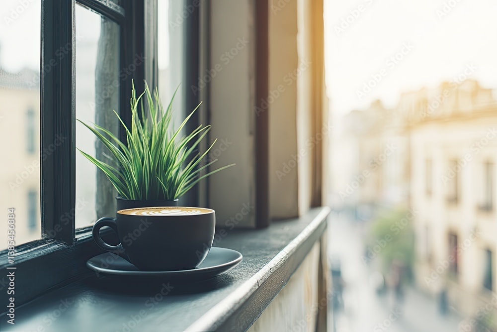 Obraz premium Morning coffee, city view