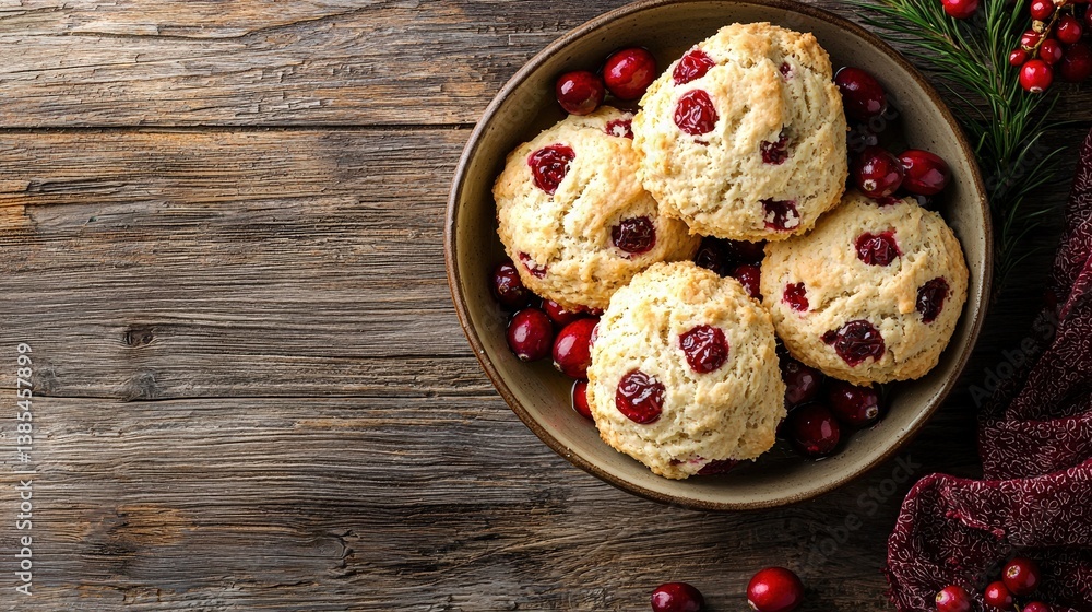 fresh cranberry scones in a bowl fresh cranberry scones in a bowl