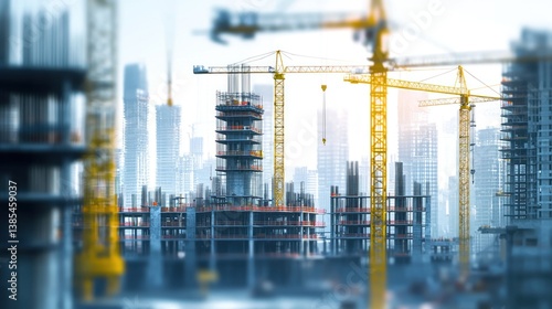 Wallpaper Mural Urban Construction Skyline: Cranes and Modern Buildings Under Construction Torontodigital.ca