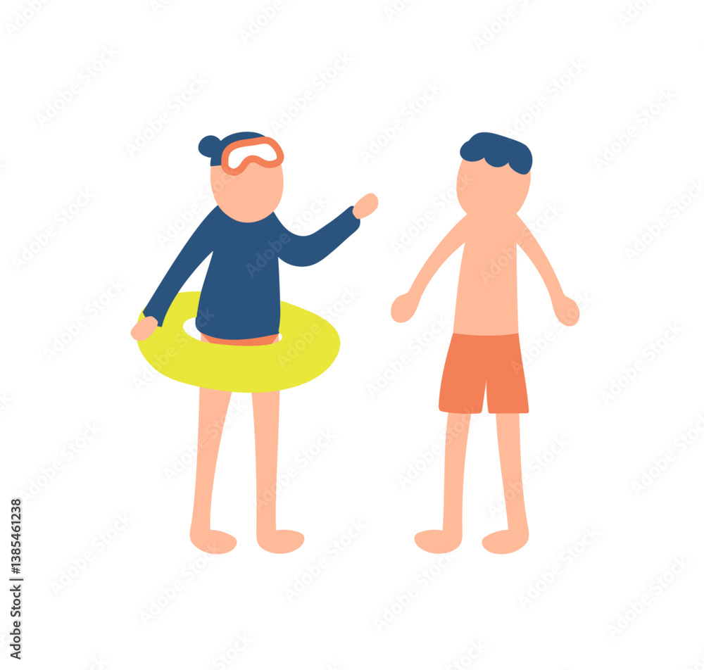 水着で遊ぶ子供たちのイラスト 水着で遊ぶ子供たちのイラスト