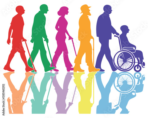 Diverse People with Disabilities: Inclusion, Accessibility, and Equal Rights Illustrated.