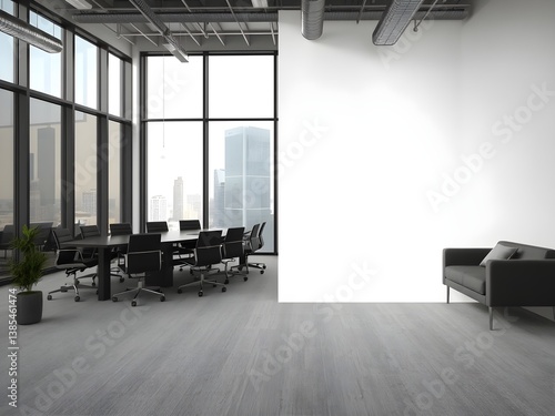 Modern interior with empty wall for mockup. 3D Rendering