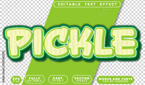 Pickle Cucumber Green  Cartoon Fully Editable Vector Text File