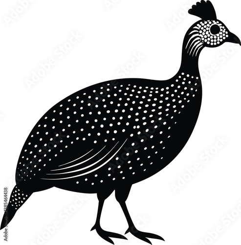 helmeted guinea-fowl vector art illustration.