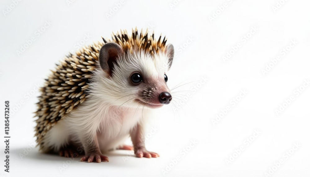 Adorable hedgehog posed against a stark white backdrop, white, cute, vector Adorable hedgehog posed against a stark white backdrop, white, cute, vector