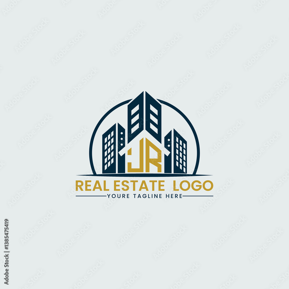 Fototapeta premium Elegant JR Real Estate Logo with Urban Skyline