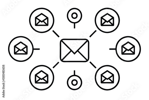 Email Client Line Art Sketch for Professional Design and Illustration 