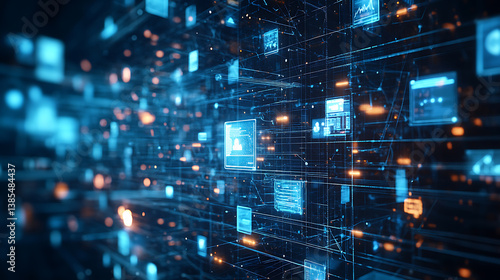 An AI powered system automating social media content analysis by analyzing user engagement and sentiment data, futuristic AI-driven social media platform, Digital communication technology style