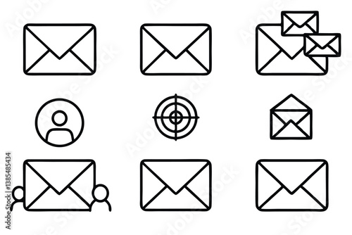 Email Client Line Art Sketch for Professional Design and Illustration 