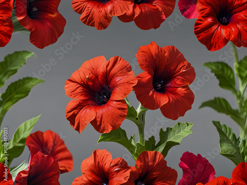red petunia flower isolated on transparent background