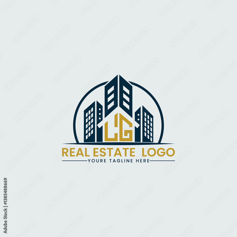 Obraz premium Elegant LG Real Estate Logo with Urban Skyline